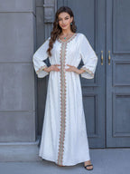 Lace Tape V-Neck Kaftan