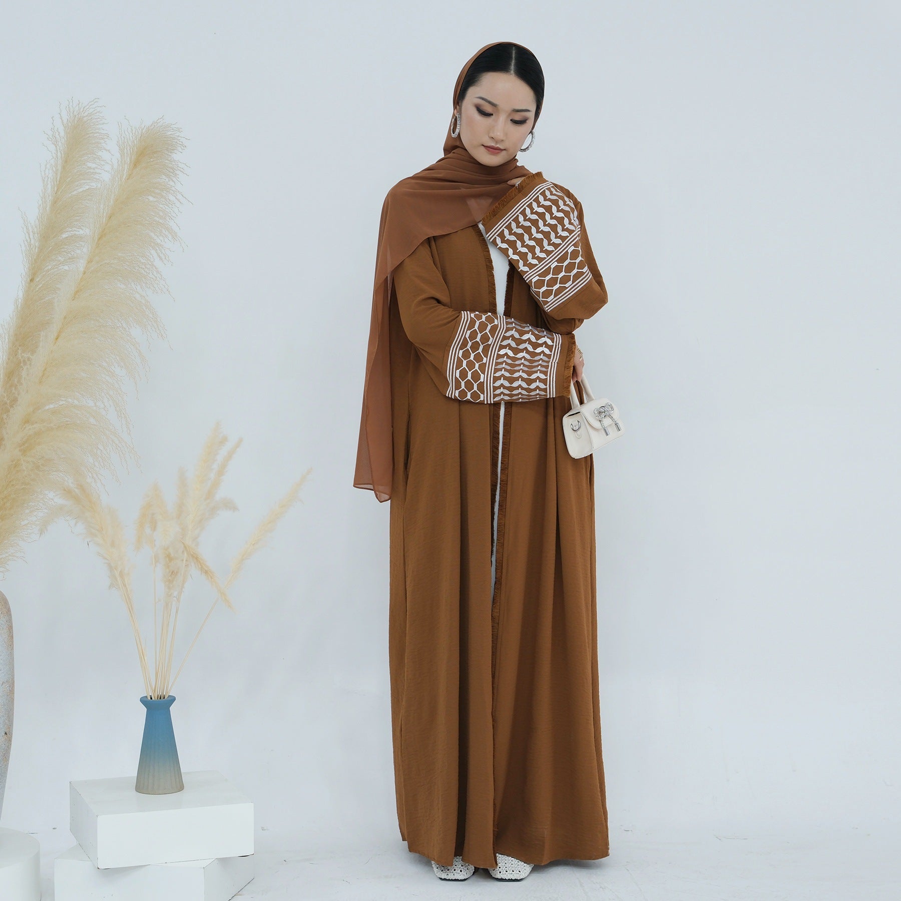 Cotton Embroidery Tassel Abaya