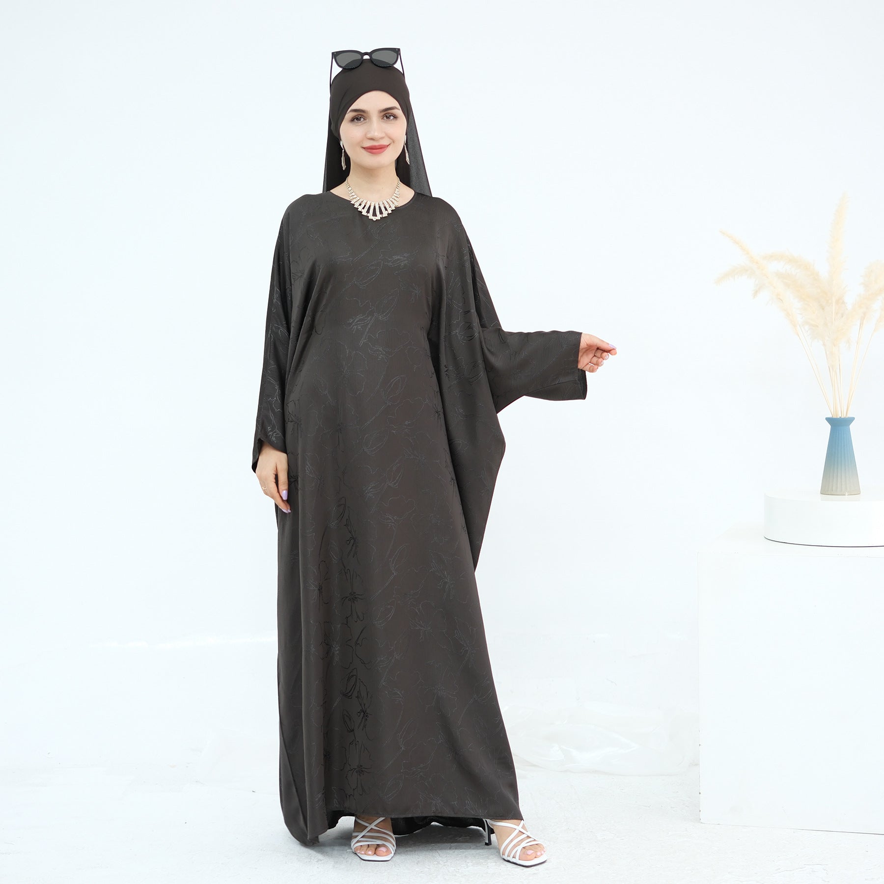 Jacquard Fashion Dress Abaya with Hijab