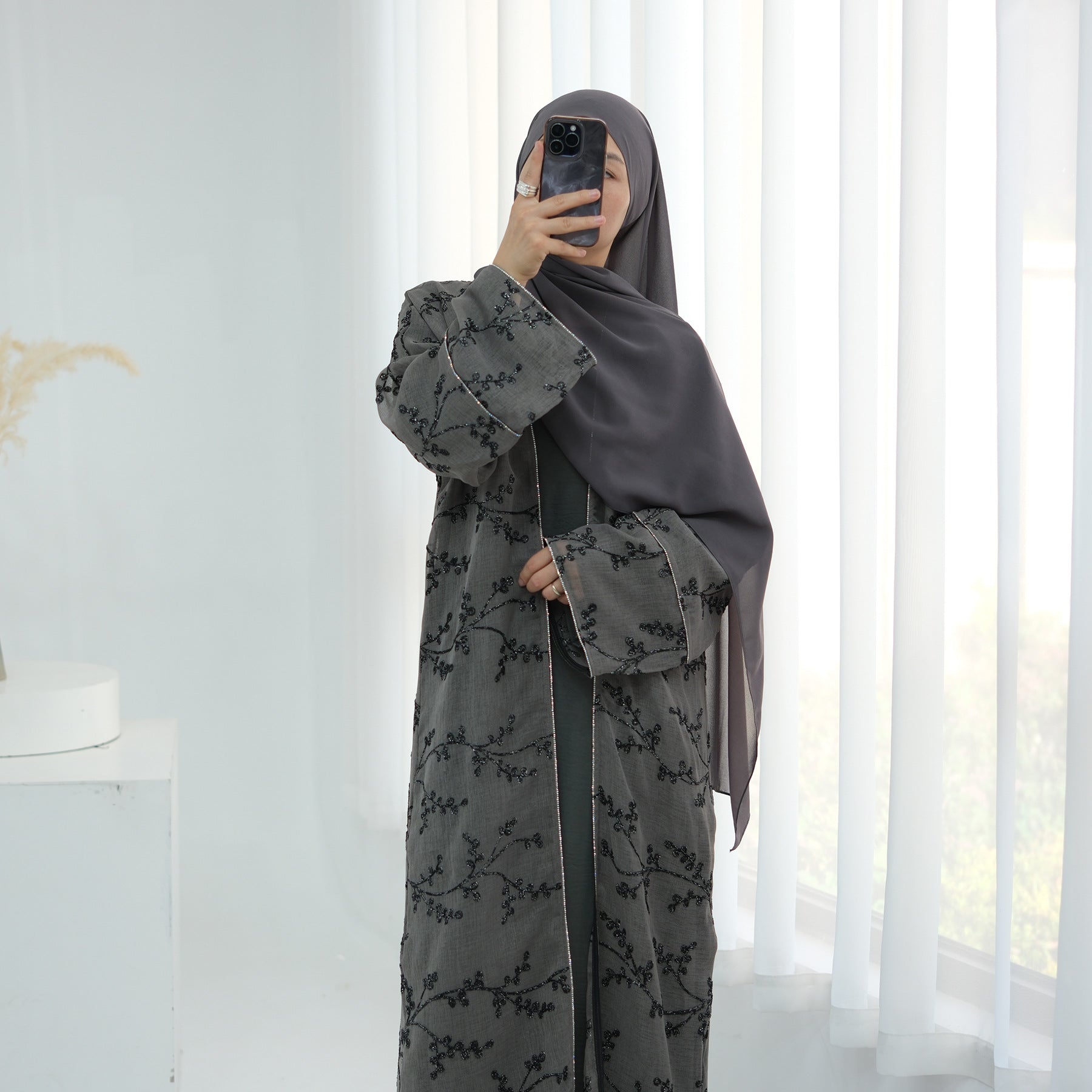 Full Body Embroidered Cardigan Abaya