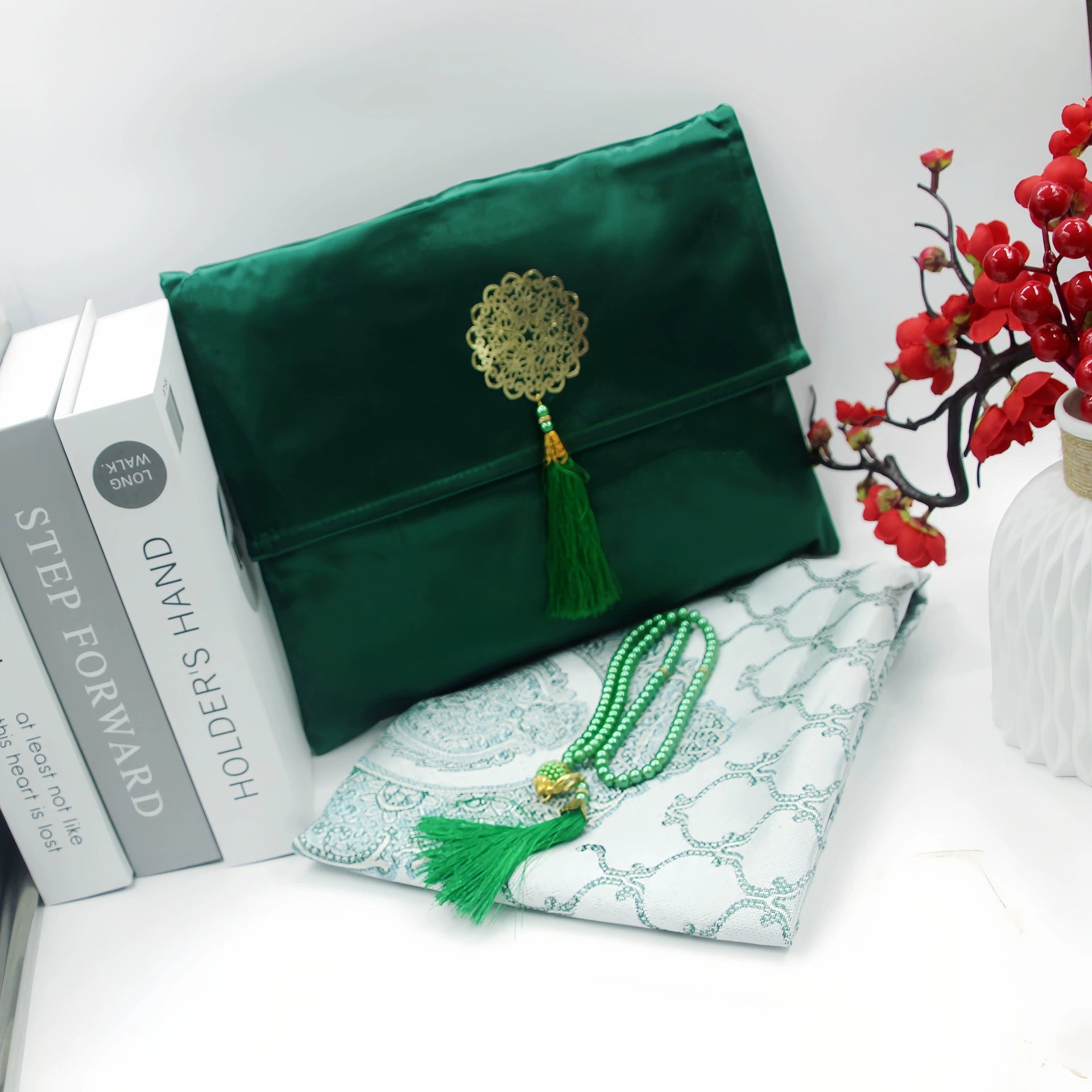 Ramadan Portable Prayer Rug with Fabric Bag - C Green