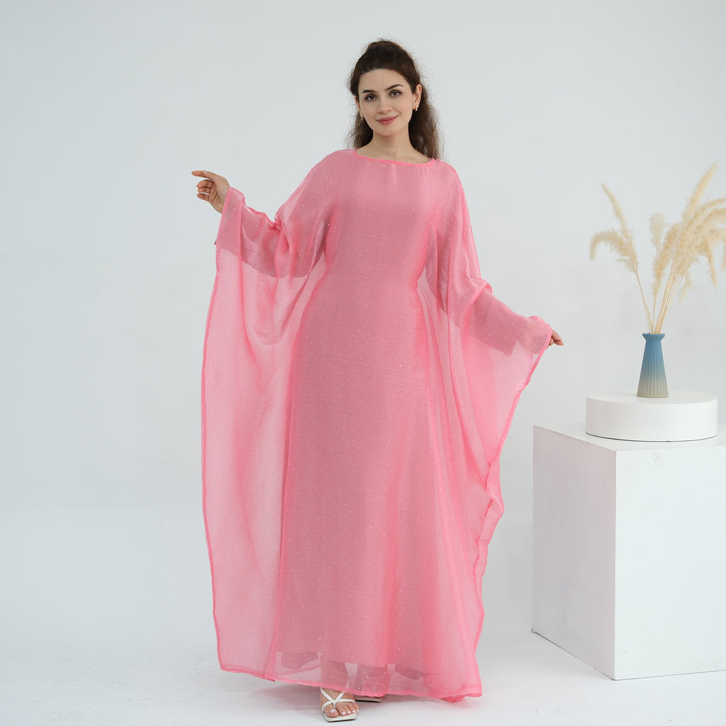 sequin abaya dress Rhinestone Crystal Sequin Abaya Kaftan Loose Dress Elegant African Party Robe