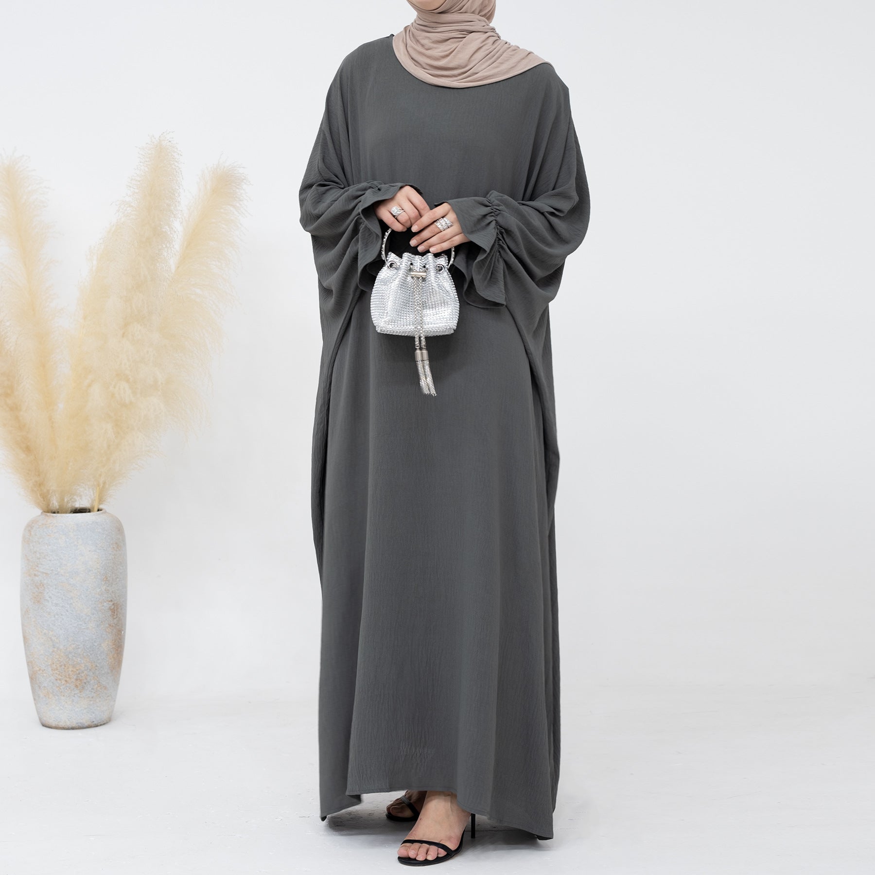 Solid Color Lantern Dress Abaya