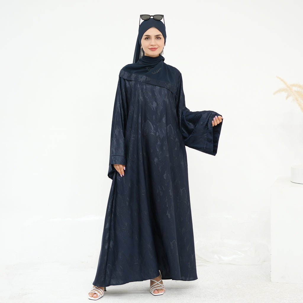Jacquard Simple Dress Abaya with Hijab