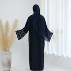 Solid Color Beaded Embroidered Cardigan Abaya