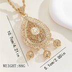 Teardrop Shaped Openwork Double Layers Pendant