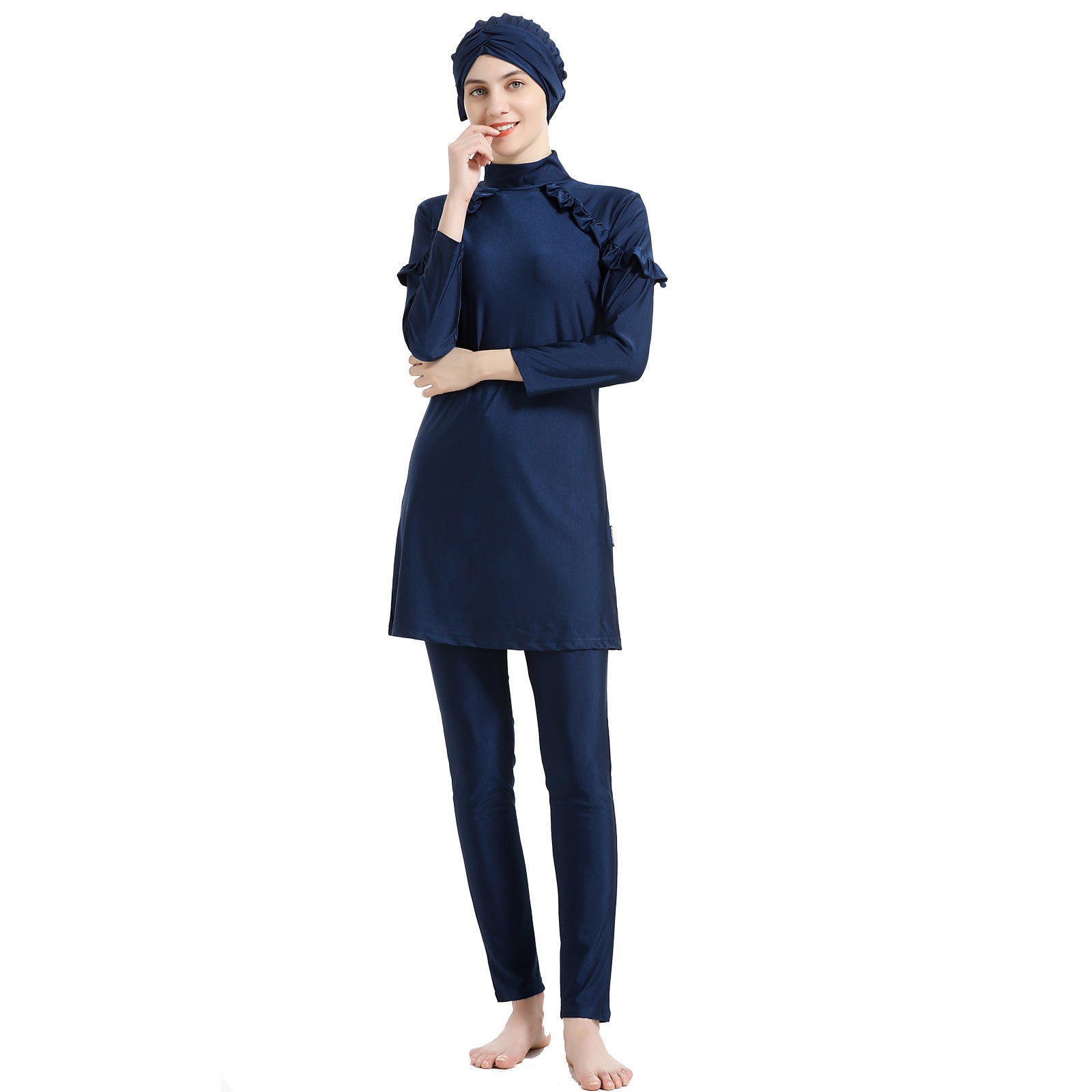 Blue Minimalist 3PCS Swimwear Burkini