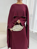 Studded Pearl Shawl Dress