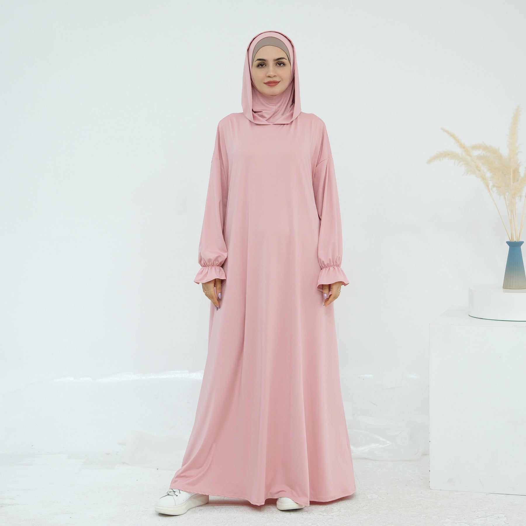 Solid Color Hooded Cape Abaya