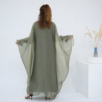 Ice Flower Wrinkled 3PCS Abaya with Hijab