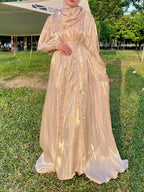 Flowing Gauze Dress Abaya 5 Piece Set