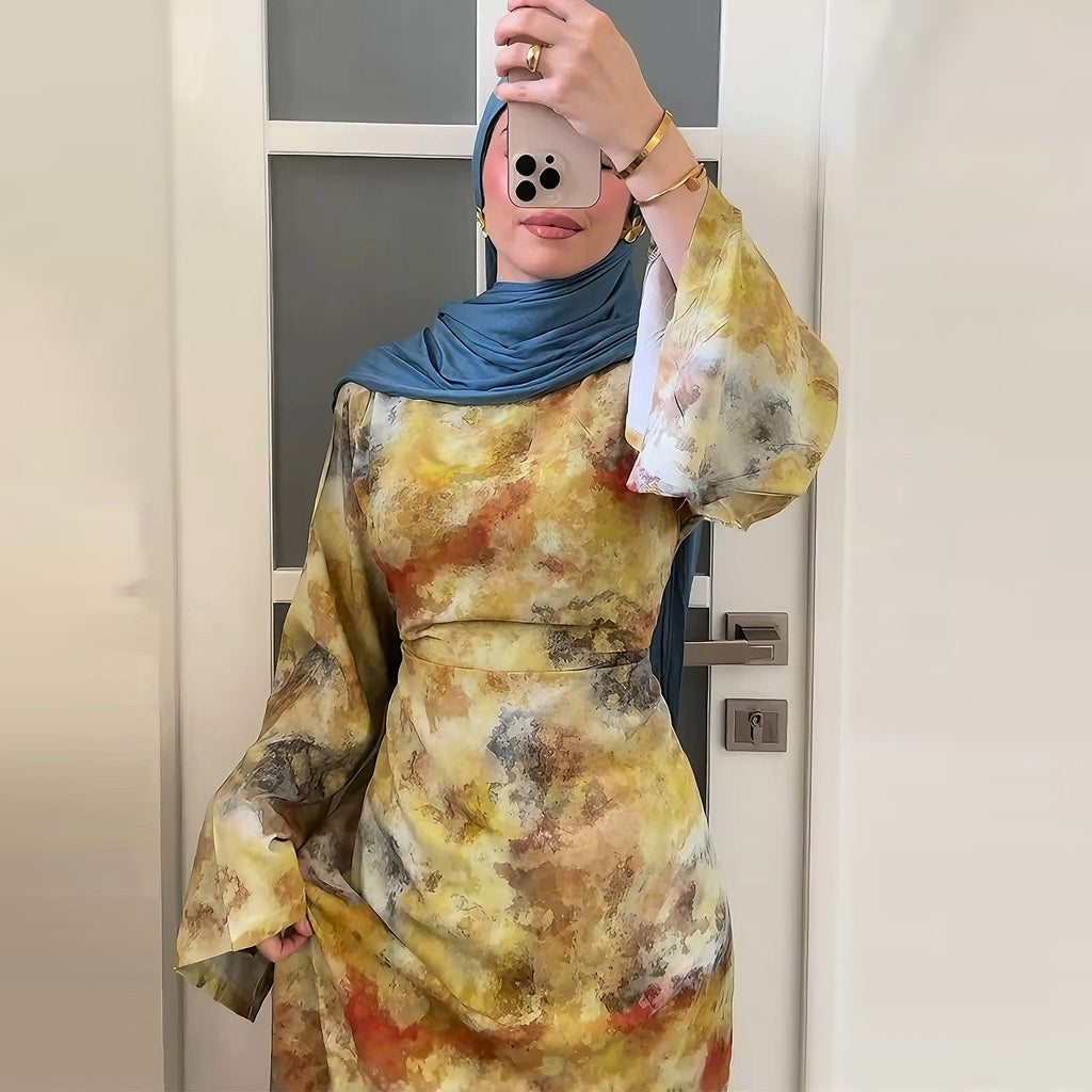 Printed Simple Dress Abaya