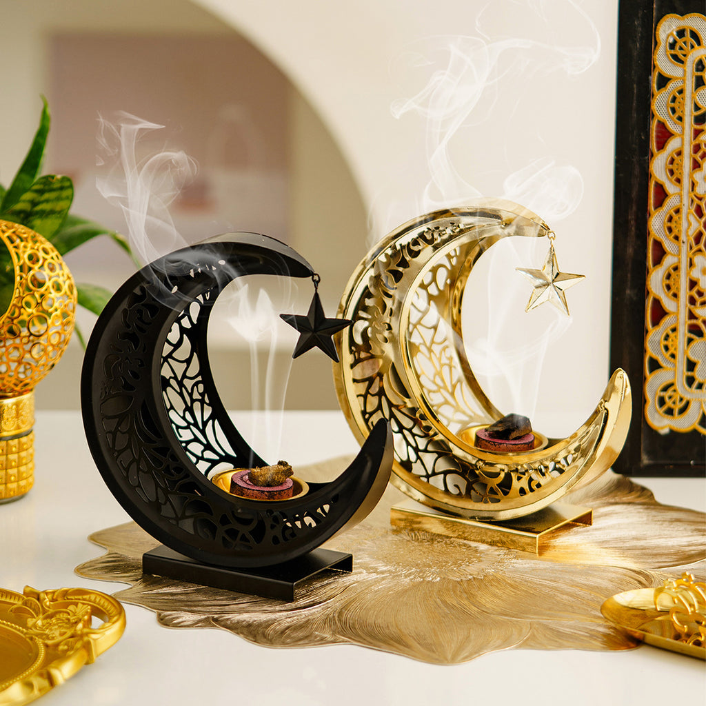 Crescent Moon Metal Incense Burner
