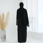 Solid Color Beaded Embroidered Cardigan Abaya