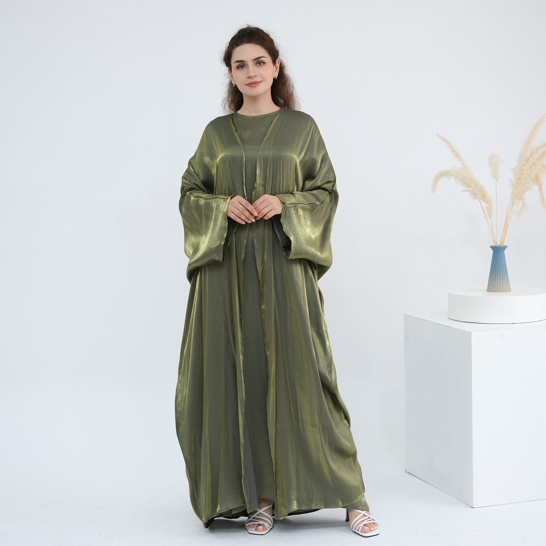 Solid Color Two-piece Shining Abaya