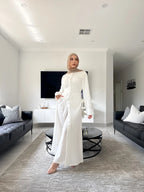 Solid Color Two-Piece Button Abaya