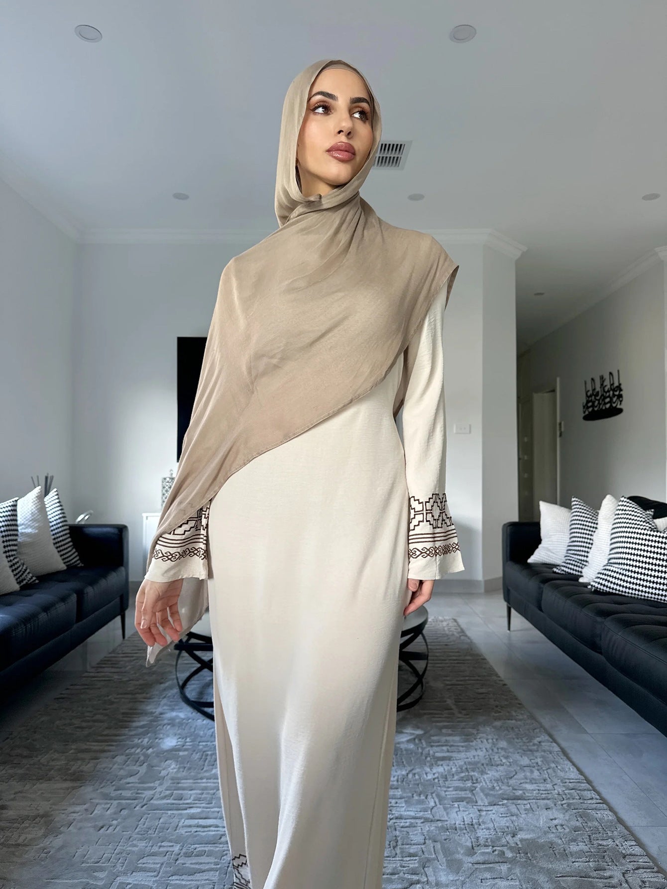 Embroidered Tassel Side Abaya