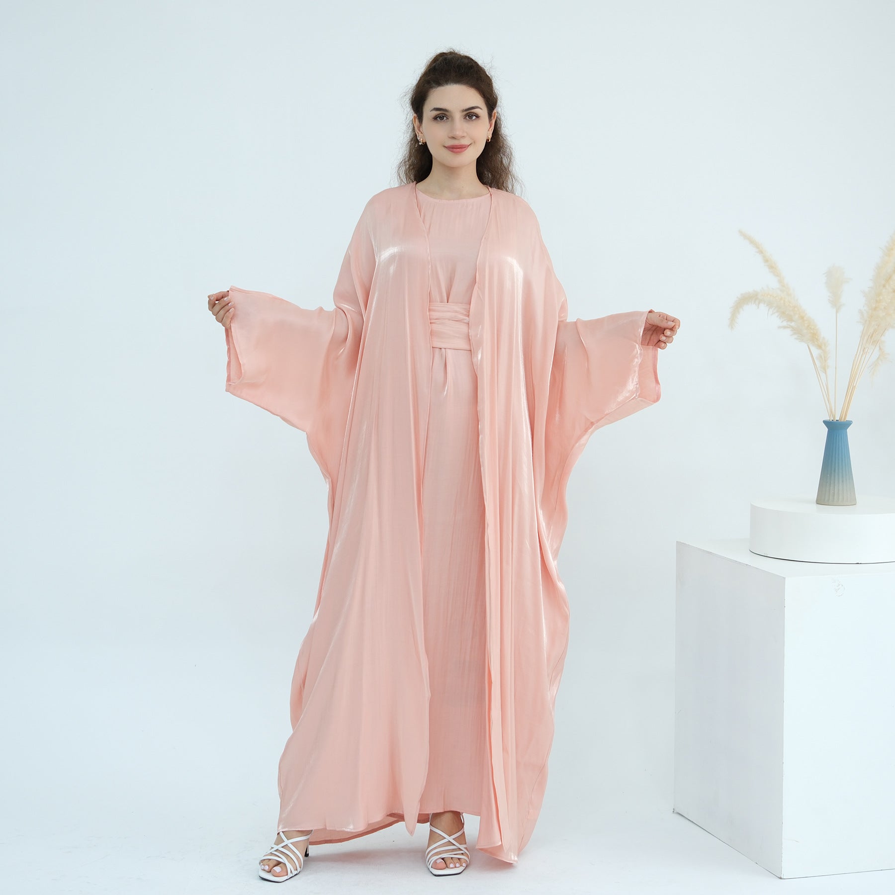 Solid Color Two-piece Shining Abaya