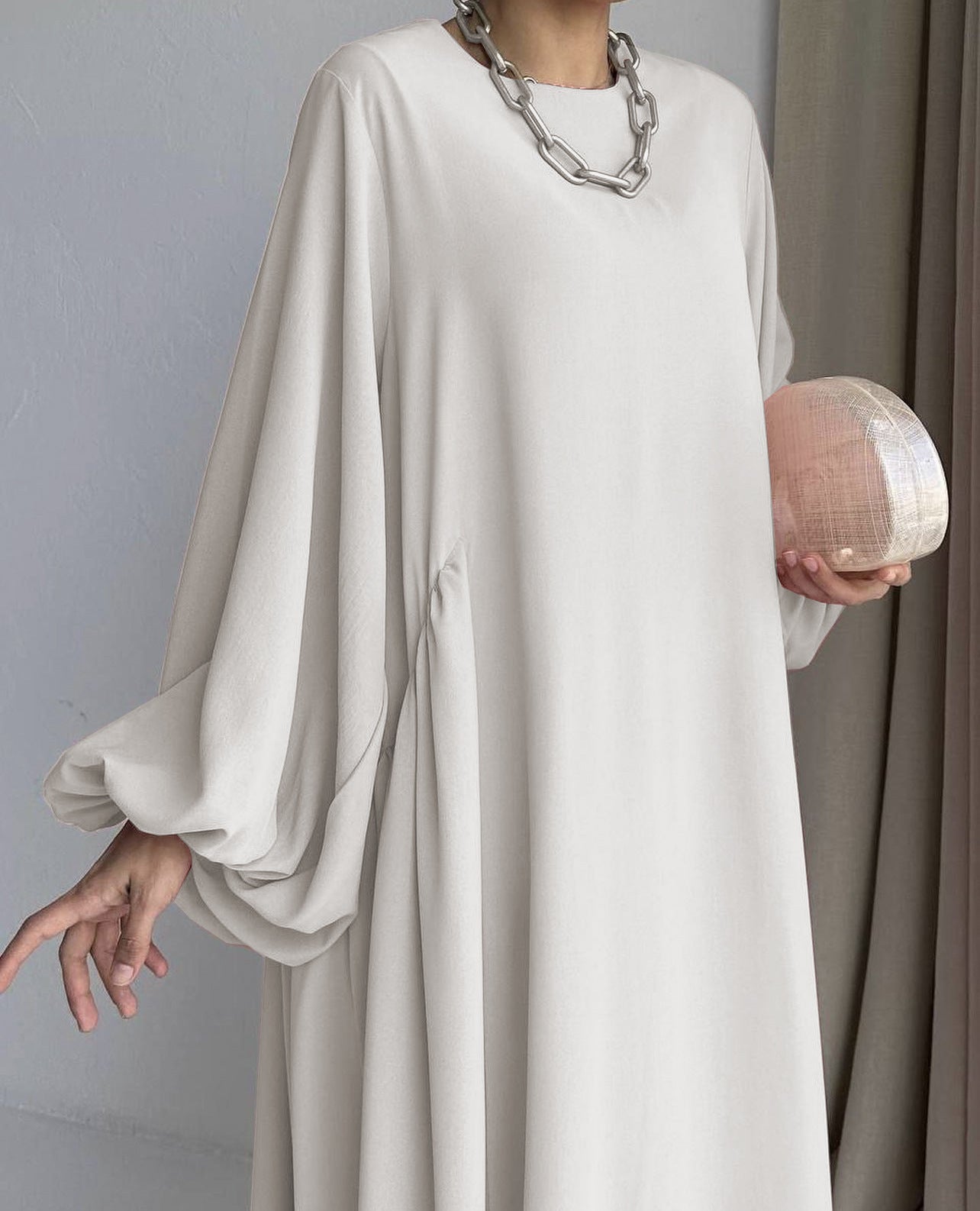 Plain Bubble Sleeve Abaya