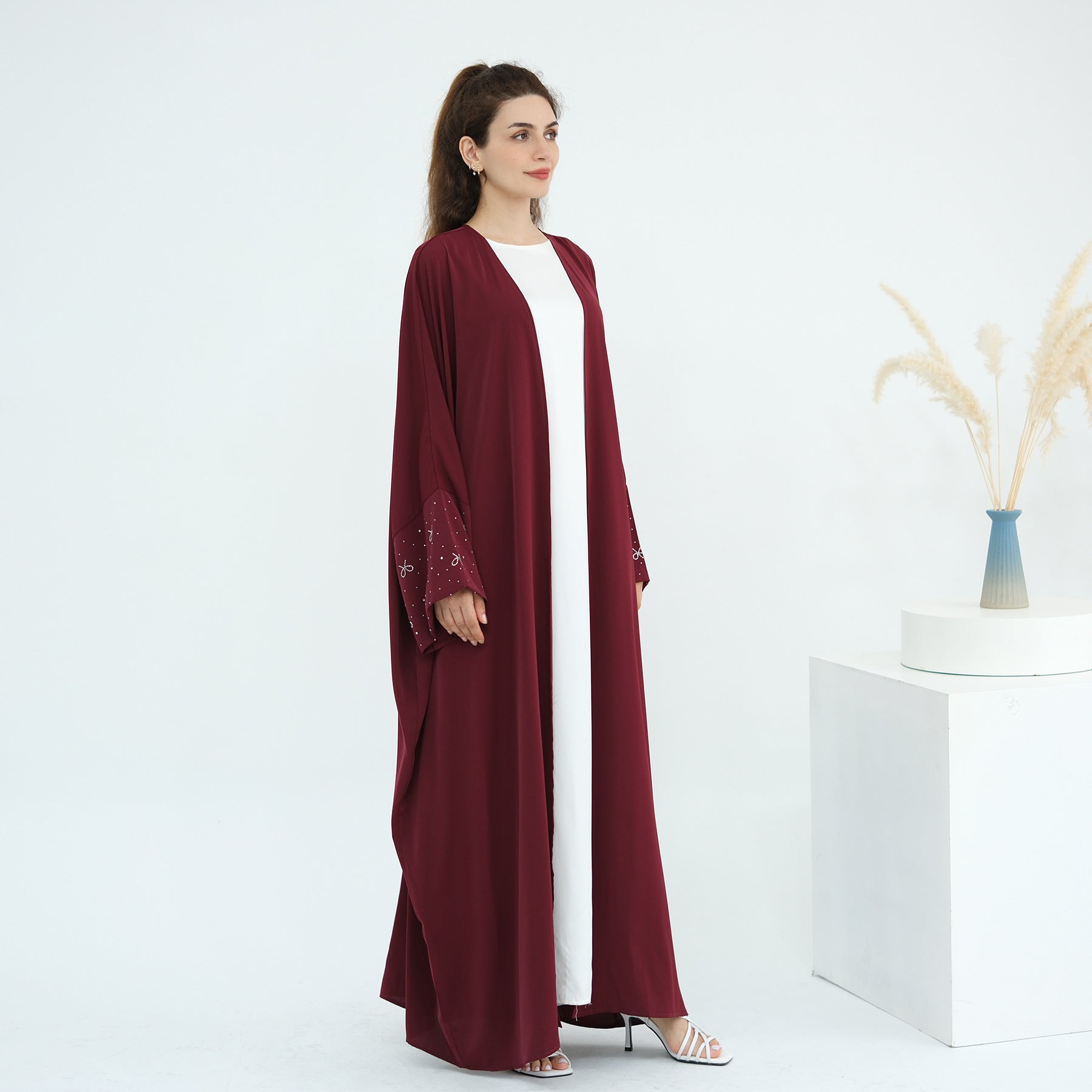 Beaded Bow Cardigan Abaya