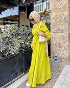 Yellow V-neck Minimalist Dress