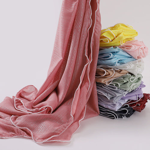 Beaded Chiffon Silver Thread Hijab