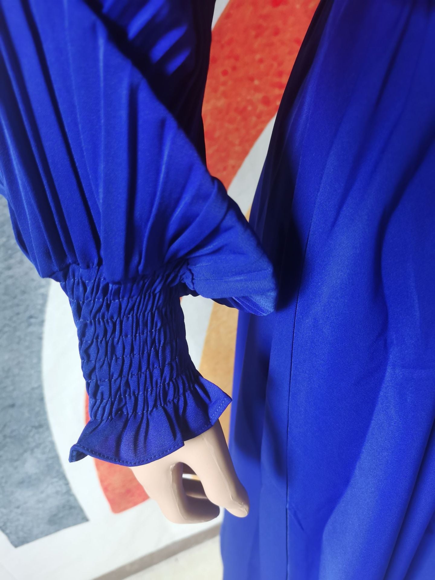 Pleated Lantern Sleeve Dress