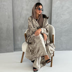 Plus Size Solid Color Cardigan Abaya