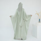 Solid Color Island Wrinkle Dress Abaya with Hijab