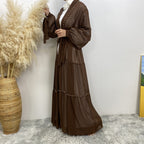 عباية مفتوحة من الشيفون وخرز الأظافر من التول