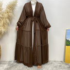 عباية مفتوحة من الشيفون وخرز الأظافر من التول