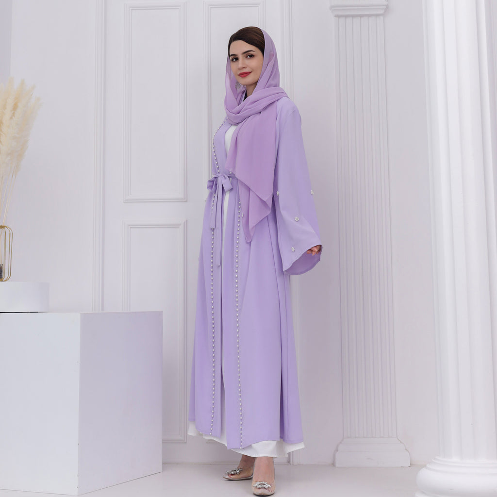 Purple Inlaid with Abaya with Hijab