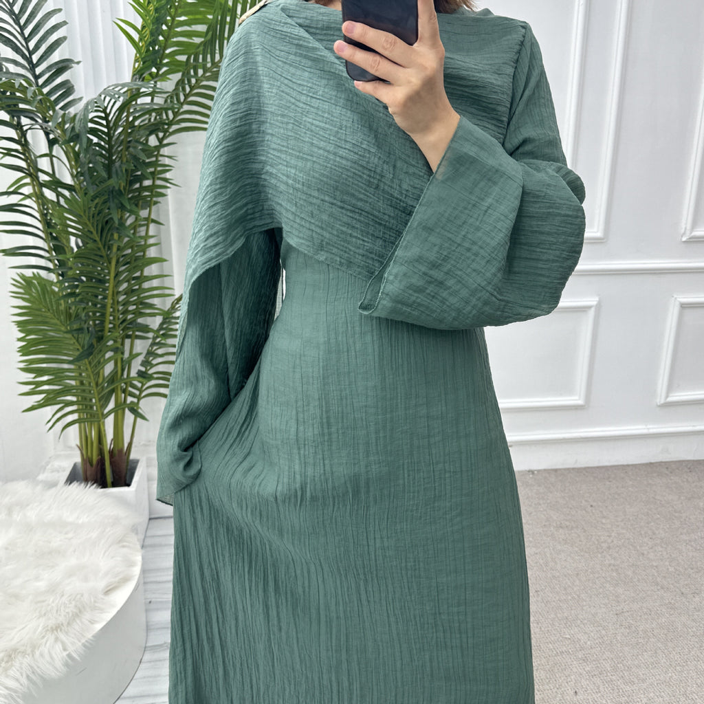 Solid Color Double-Layer Dress Abaya