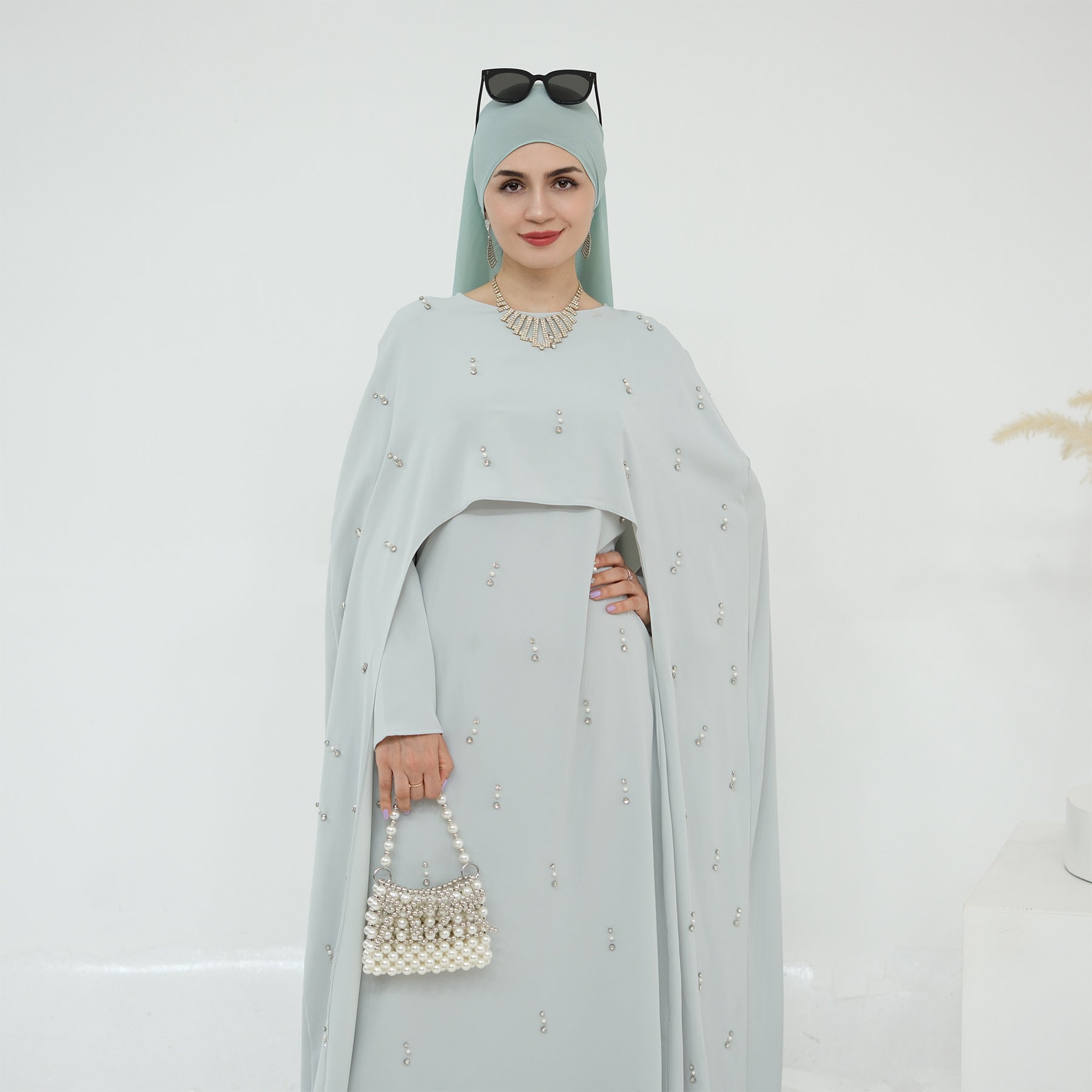 Cape Modest Maxi Dress