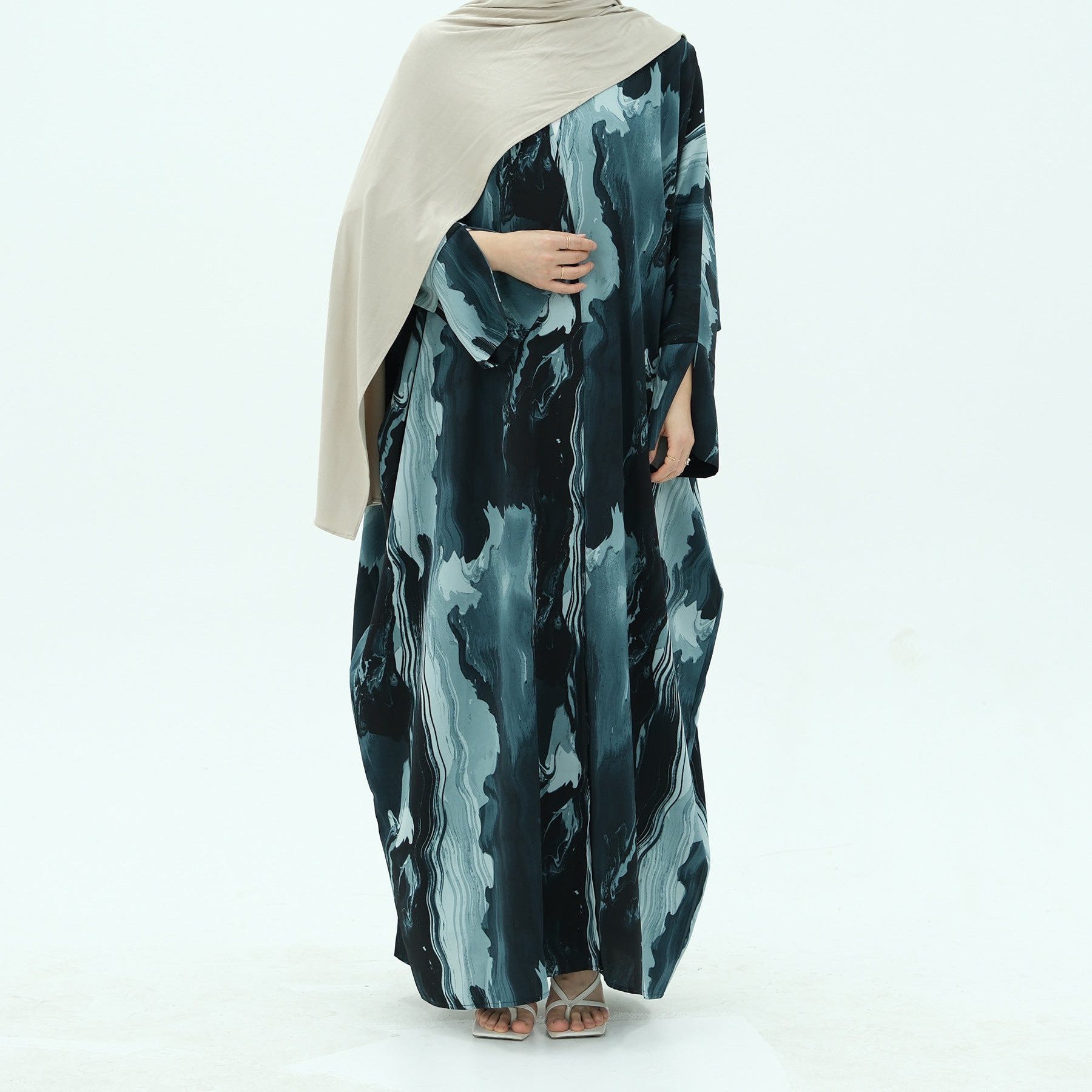 Colorful Printed Cardigan Abaya