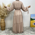 عباية مفتوحة من الشيفون وخرز الأظافر من التول