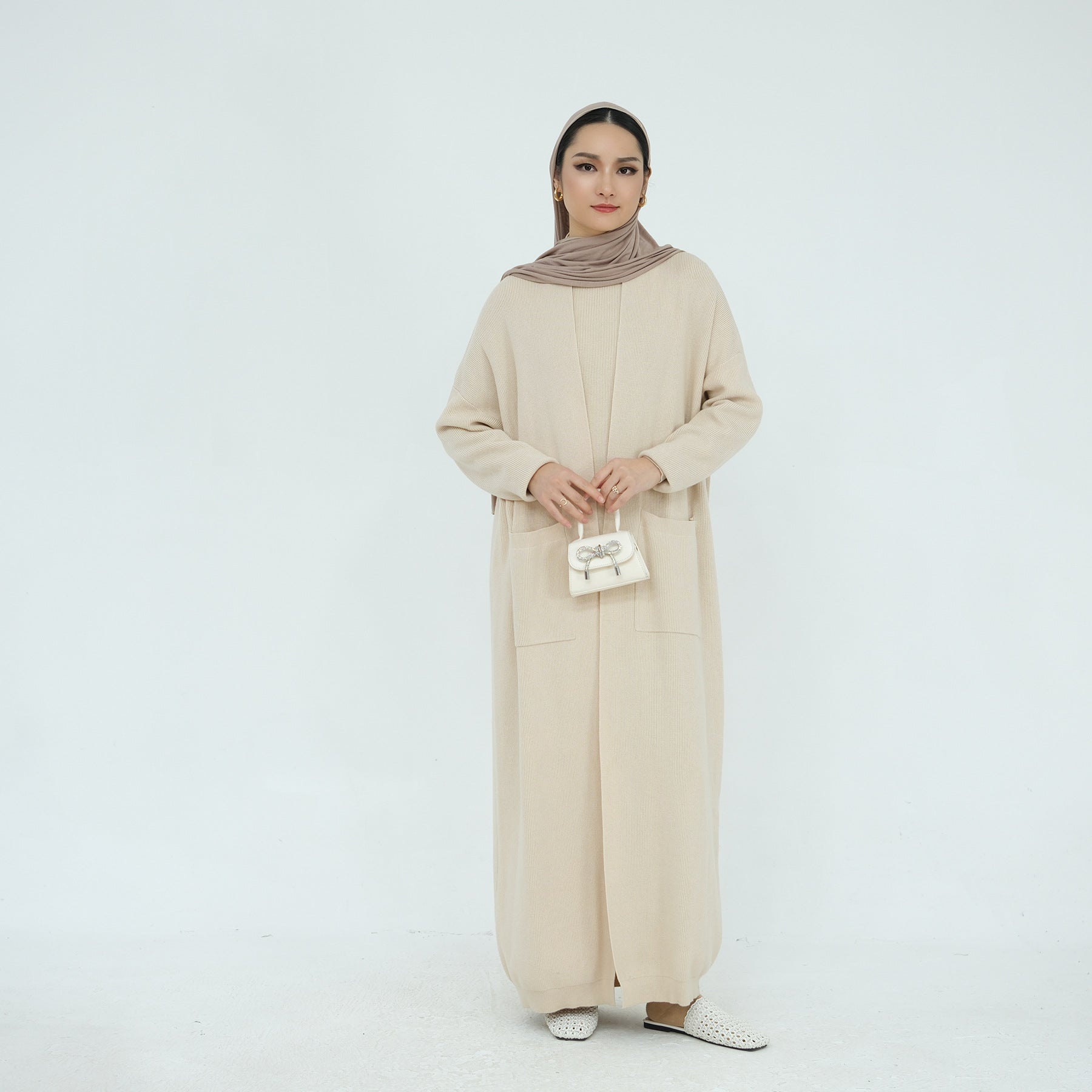 Autumn Winter Thickened Knitted 2PCS Abaya