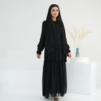 Solid Color Light Flared Sleeve Dress Hijab Set