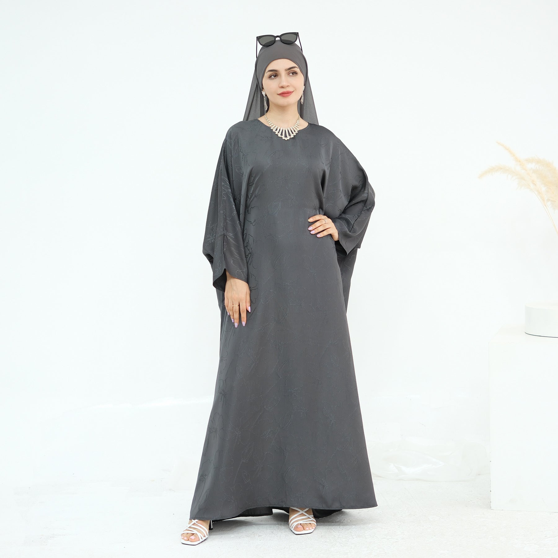Jacquard Fashion Dress Abaya with Hijab