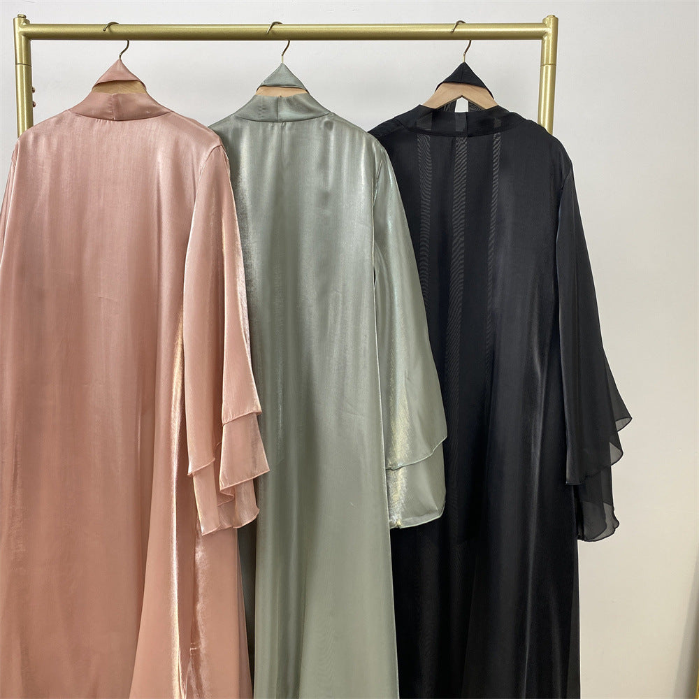 Shiny Satin Cardigan Abaya