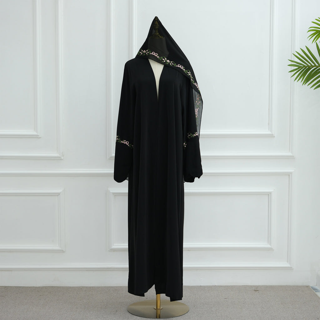 Front Open Abaya with Hijab