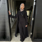 2 Pcs Abaya Solid Color Cardigan and Skirt
