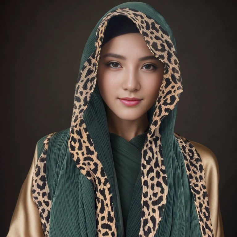 Leopard Print Embellished Hijab