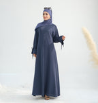 Solid Color Satin Abaya Maxi Dress