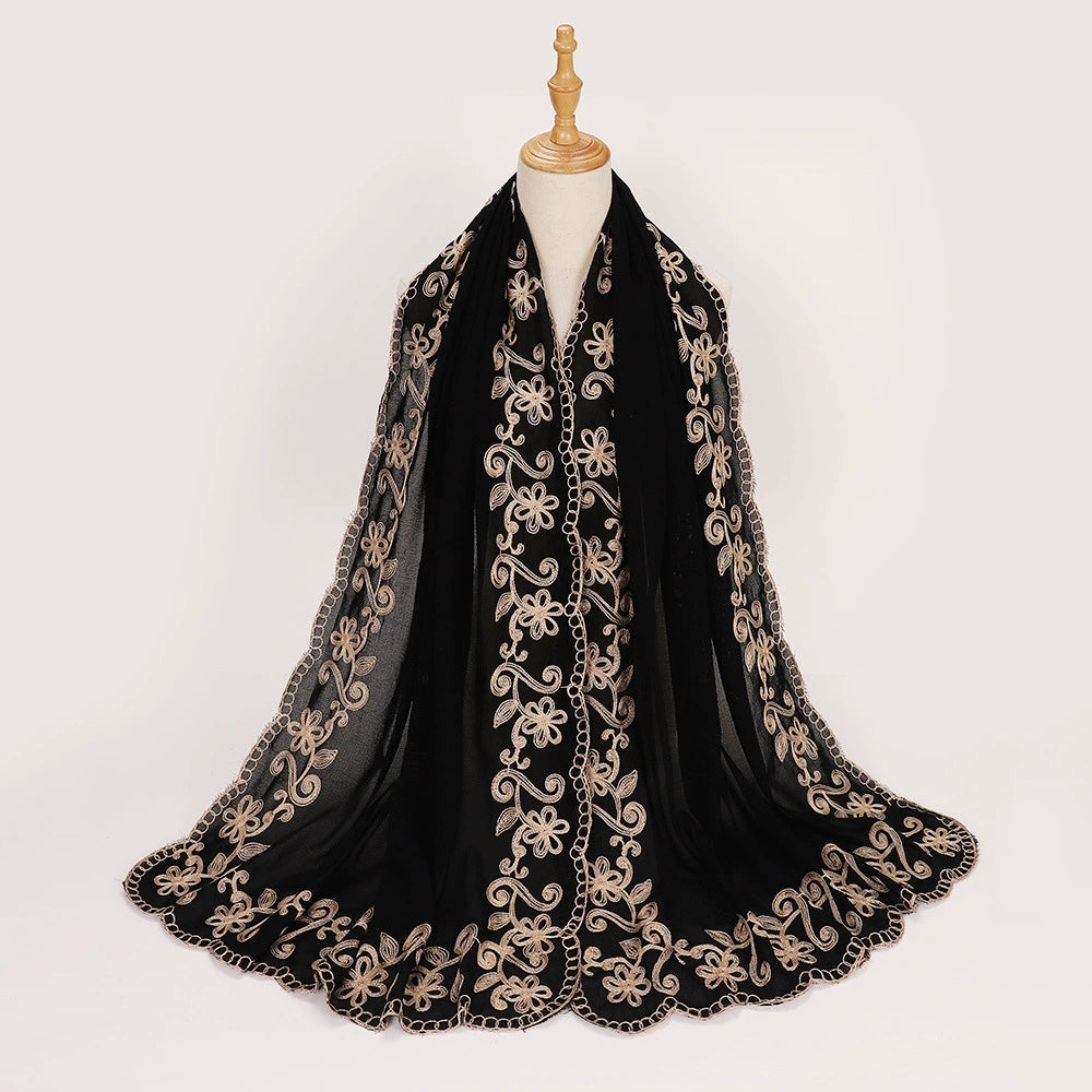 Black Embroidered Hijab