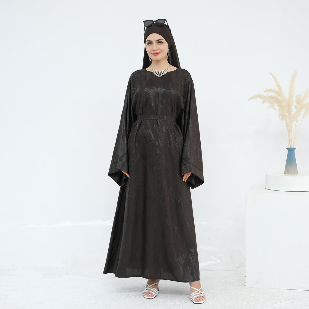 Jacquard Simple Dress Abaya with Hijab