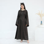Jacquard Simple Dress Abaya with Hijab