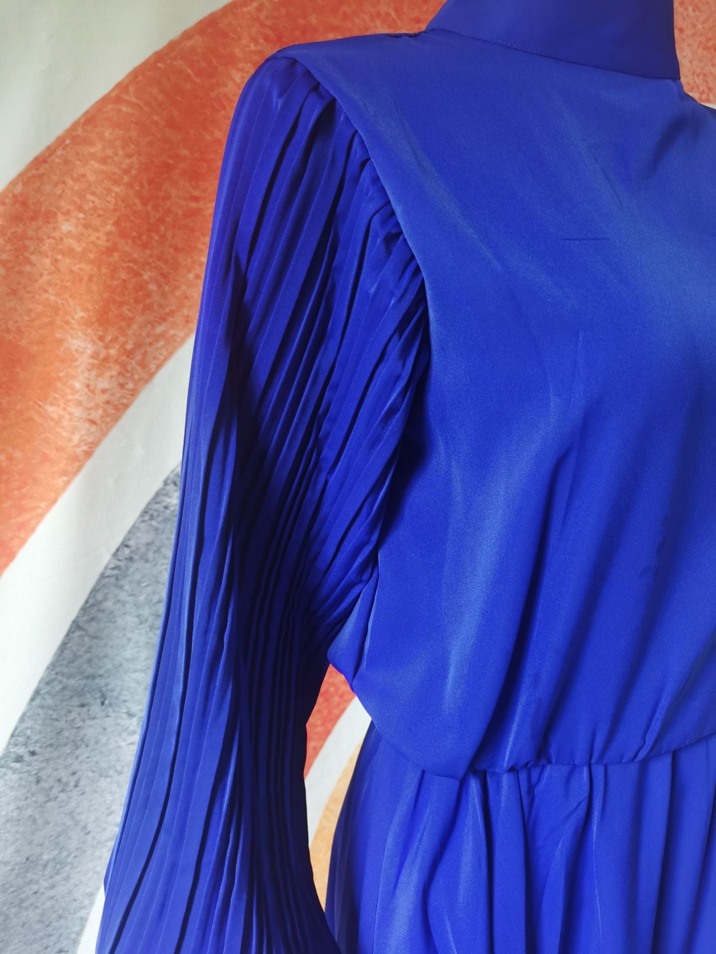 Pleated Lantern Sleeve Dress