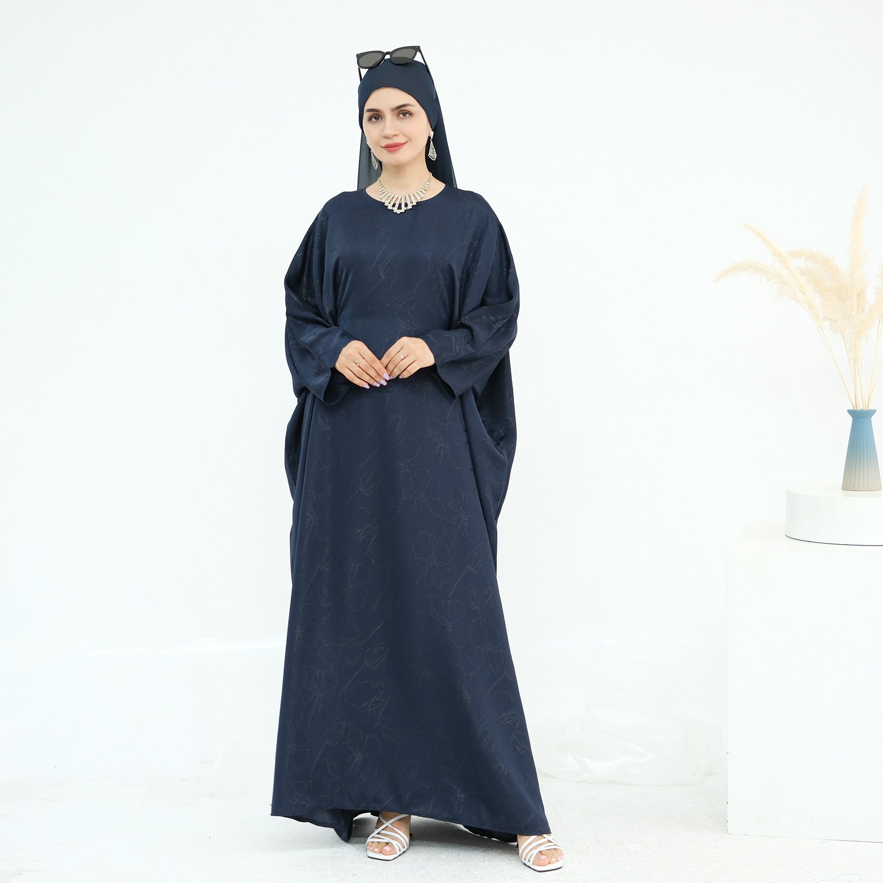 Jacquard Fashion Dress Abaya with Hijab