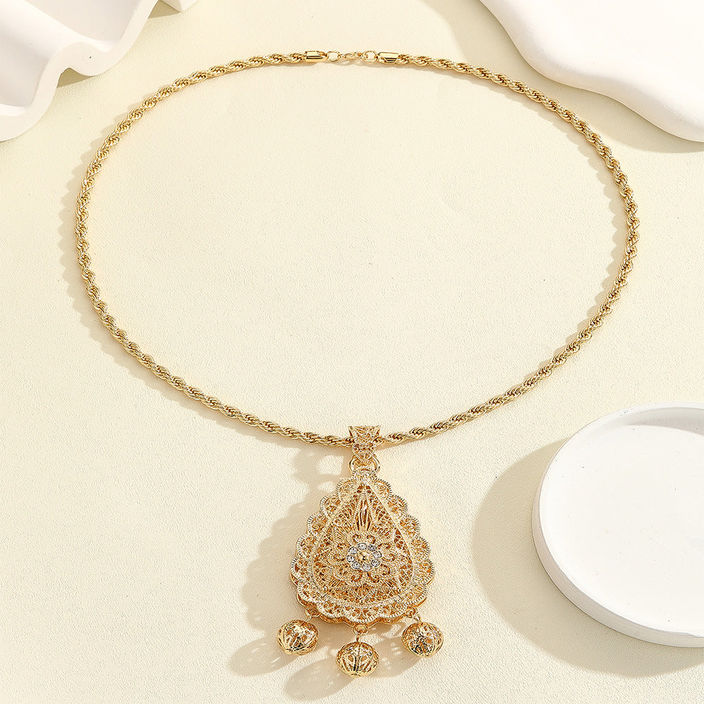 Teardrop Shaped Openwork Double Layers Pendant